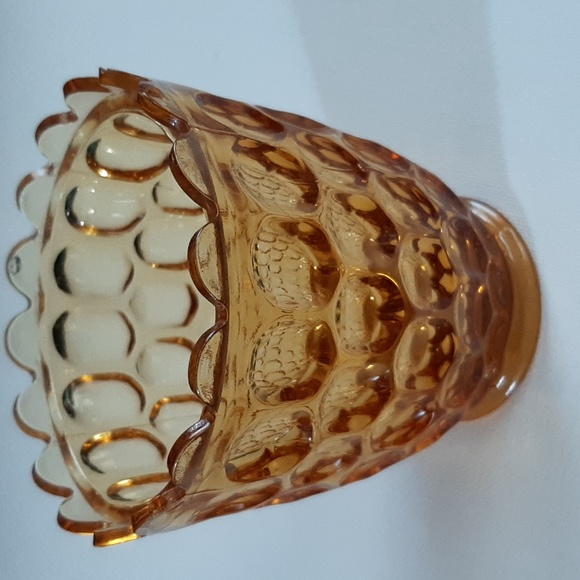 Vintage Fenton, Amber Glass Colonial Thumbprint Sugar Bowl - Picture 9 of 11